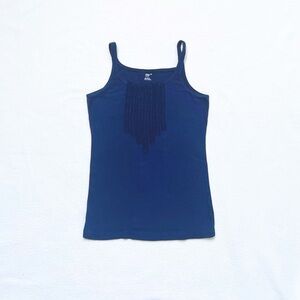 5/$18 Gap Navy Blue Ruffle Camisole Tank Top Stretch Cotton XS Slim Fit